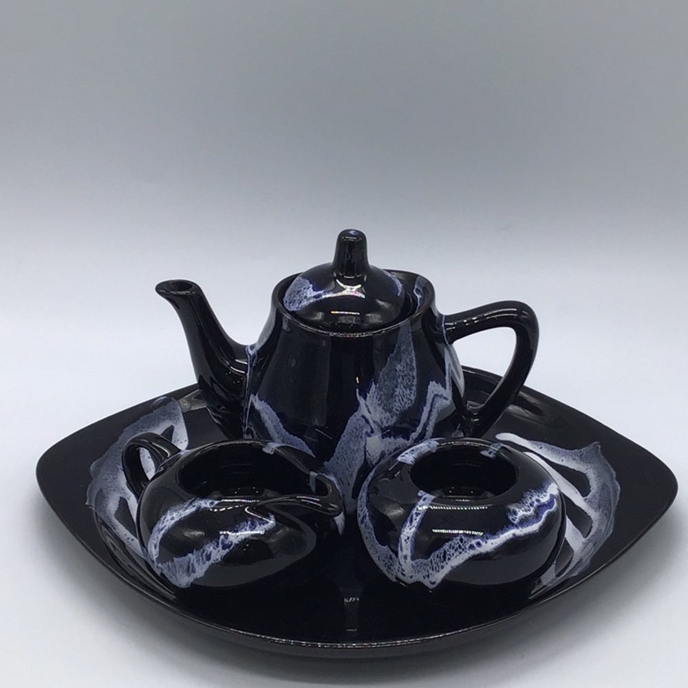Rare Blue Mountain Pottery Granite Glaze Tea Set - Picture 1 of 15